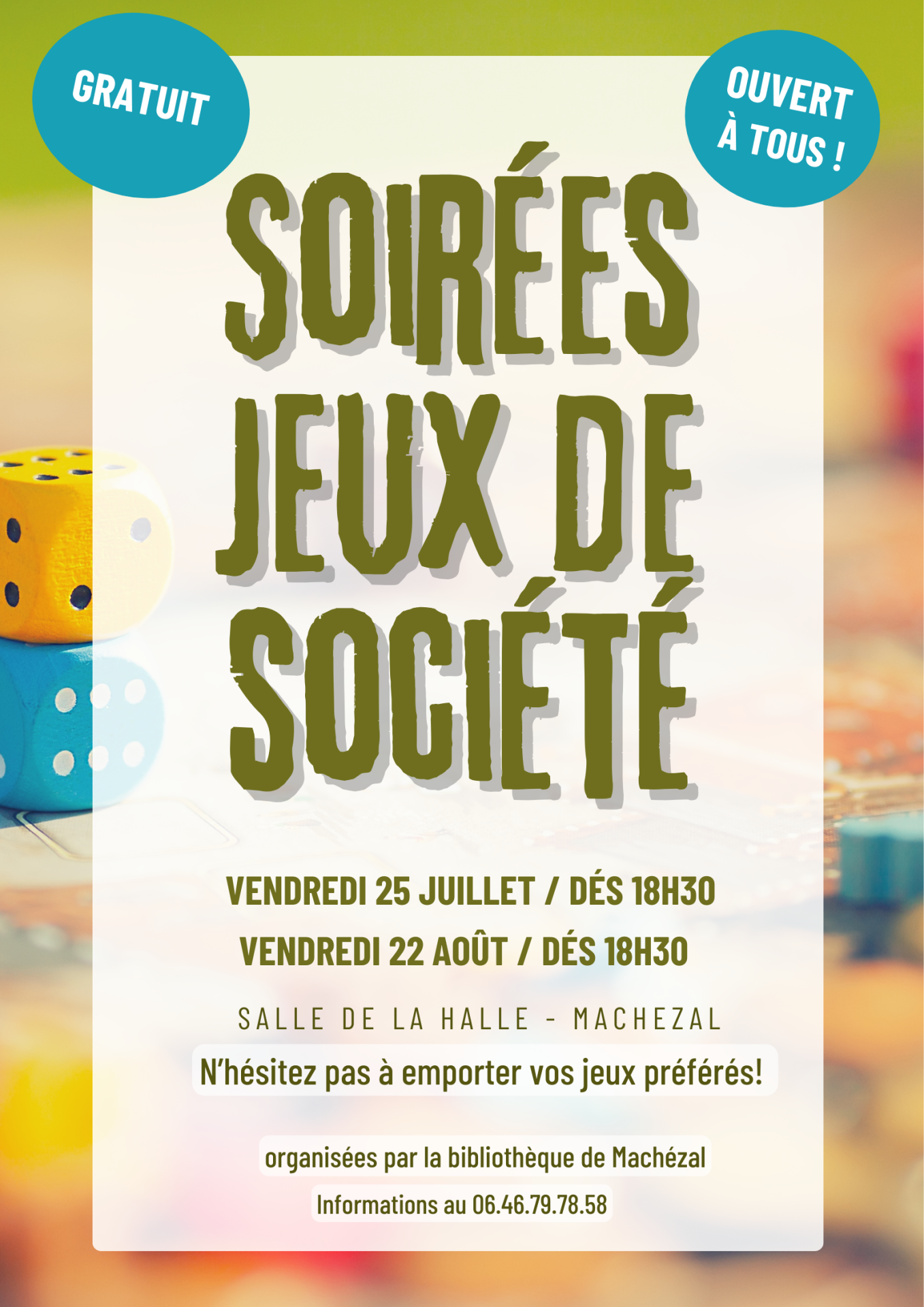 Affiche annonce soire e jeux de socie te moderne beige vert bleu png